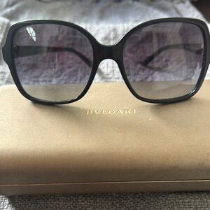 Bulgari Black Designer Sunglasses with Oversized Frames